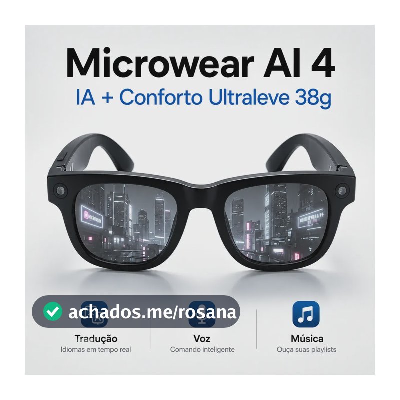 Óculos Inteligente Tradutor Ia Microwear Bluetooth 5.3 Preto Translucida- Inteligente Tradutor X18 W Ai 4 Preto Preto Único