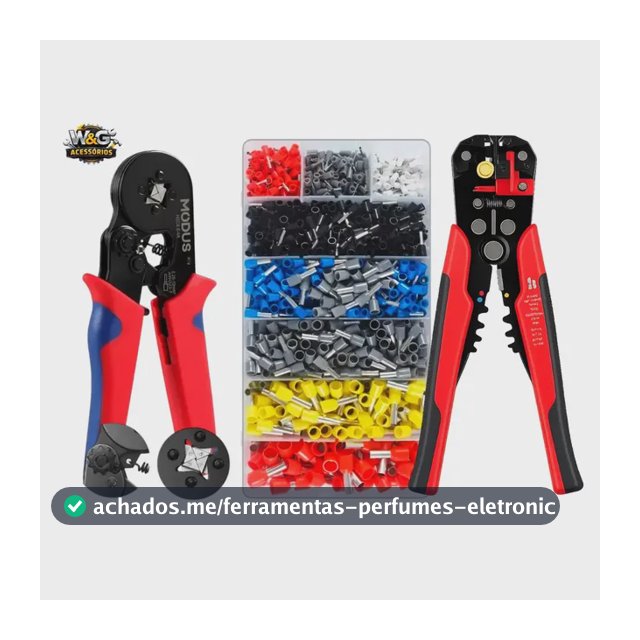 Kit Alicate Crimpar Descascador 1200 Terminais Ilhós Tubular W&g