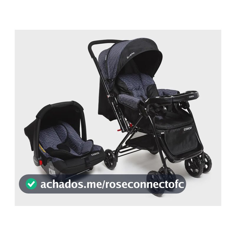 Travel System Duo, Cosco Kids, Reverse, 0 a 15kg, Preto Rajado