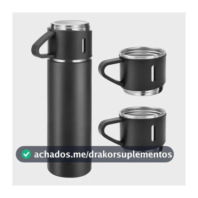 500ml Caneca Kit Garrafa Térmica Vacuum Bottle Inox + 3 Xíca