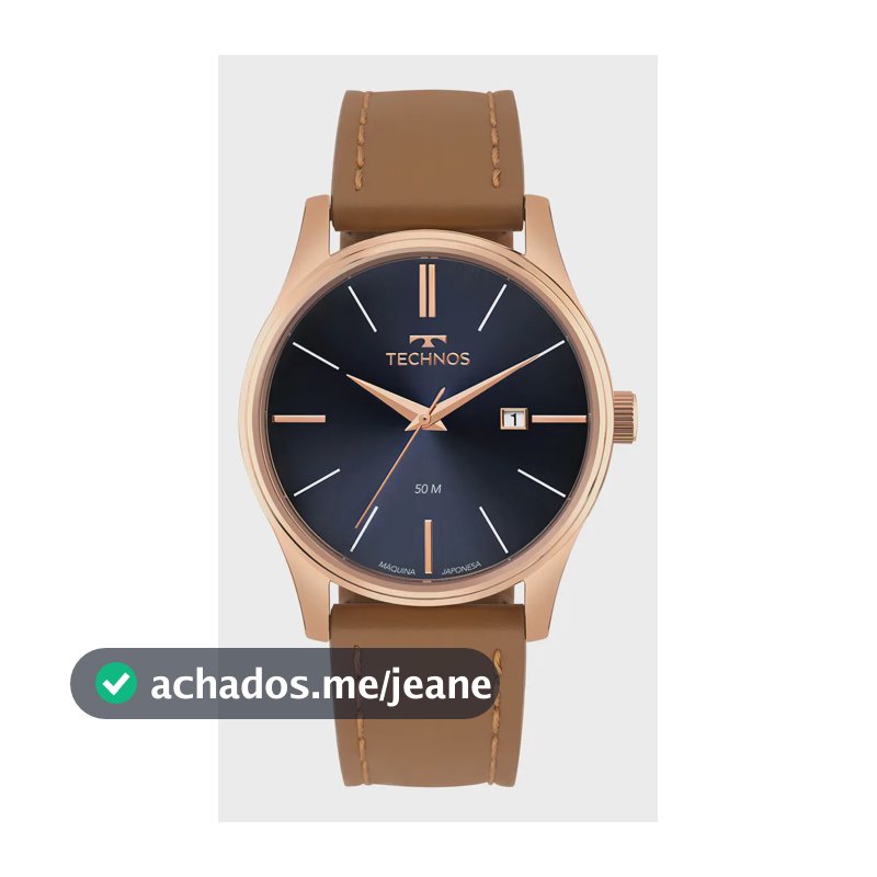 Relógio Technos Steel Rosé Masculino 42mm Pulseira Couro Marrom
