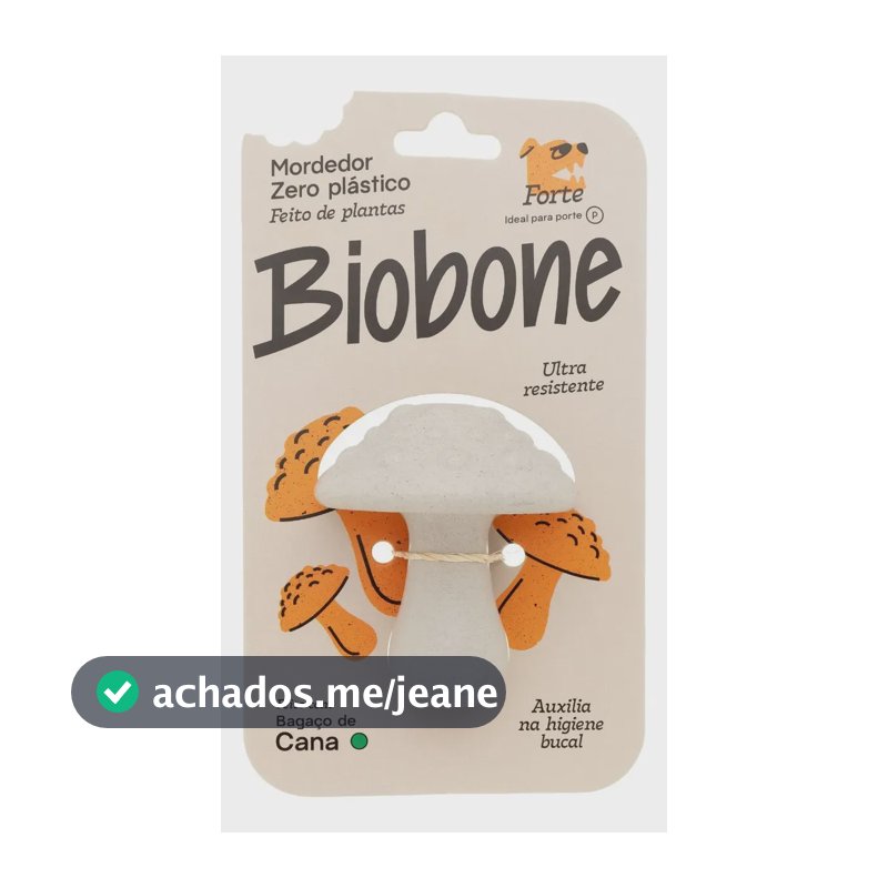 Mordedor Natural Para Cães Biobone Cogumelo Brinquedo Pet Cana De Açucar - Mordida Forte