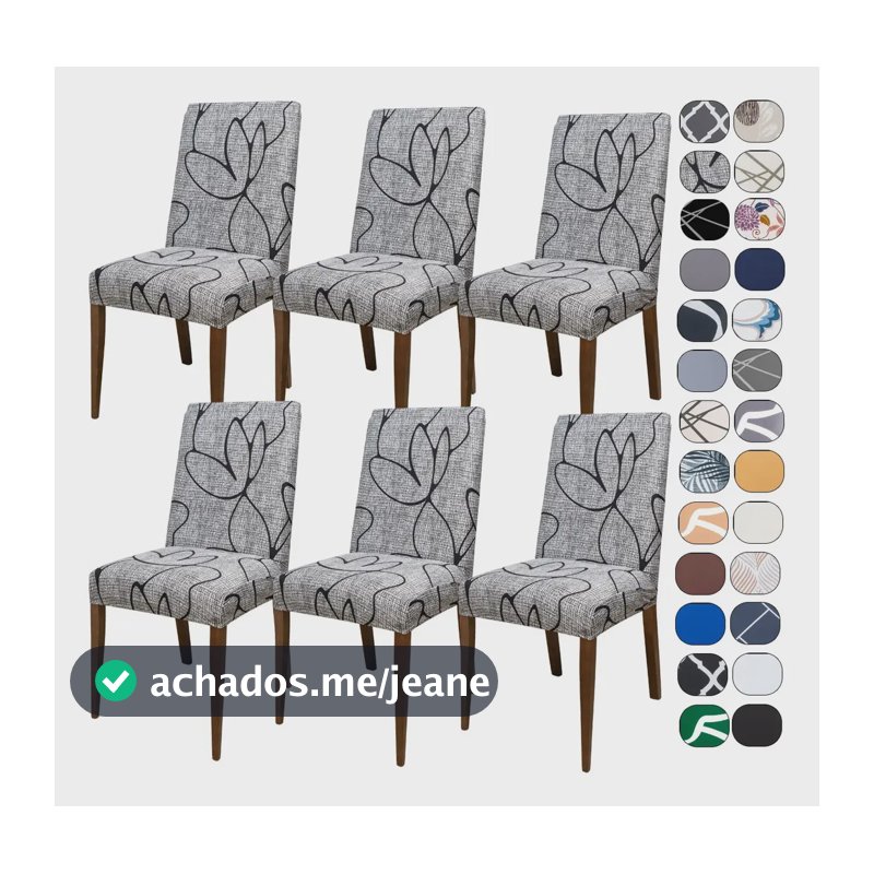 Kit 6 Capa Cadeira Jantar Tecido Importado Spandex Mais Resistente Elástico Cor Tulipa