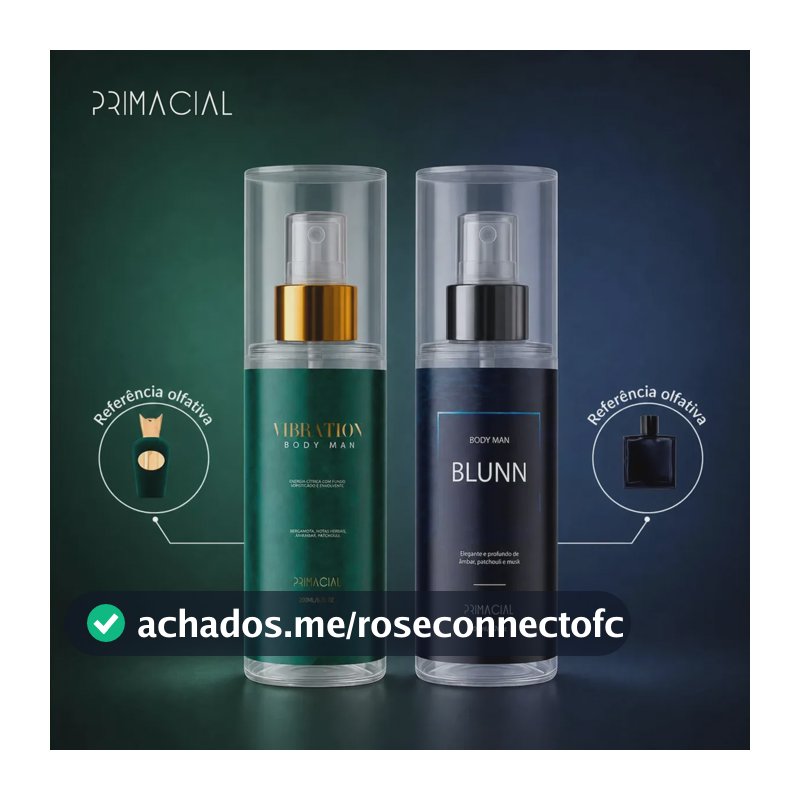 Kit Body Splash Masculino Vibration E Blunn 200ml - Primacial Perfume Bergamota Limão