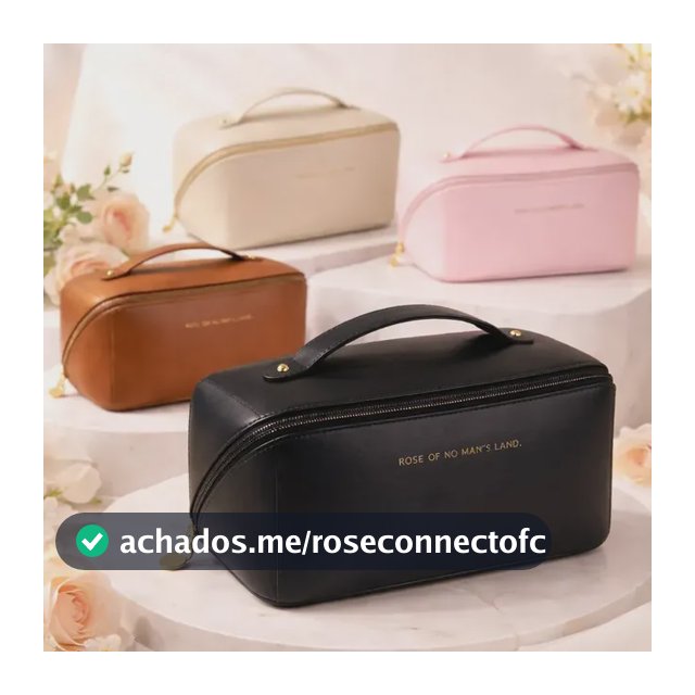Nécessaire Tche Amo: Estojo de Toalete Preto em Couro Sintético Impermeável com Zíper