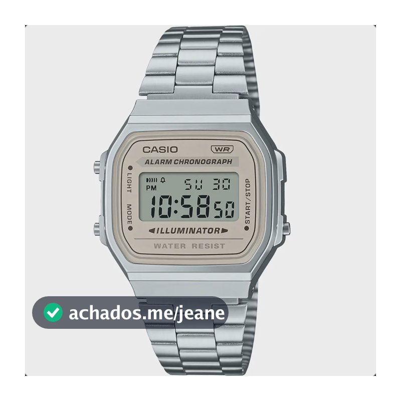Relógio Casio Vintage A-168 Digital Para Adultos Prateado