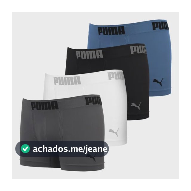 Kit 4 Cuecas Boxer Puma Poliamida Sem Costura Box Original