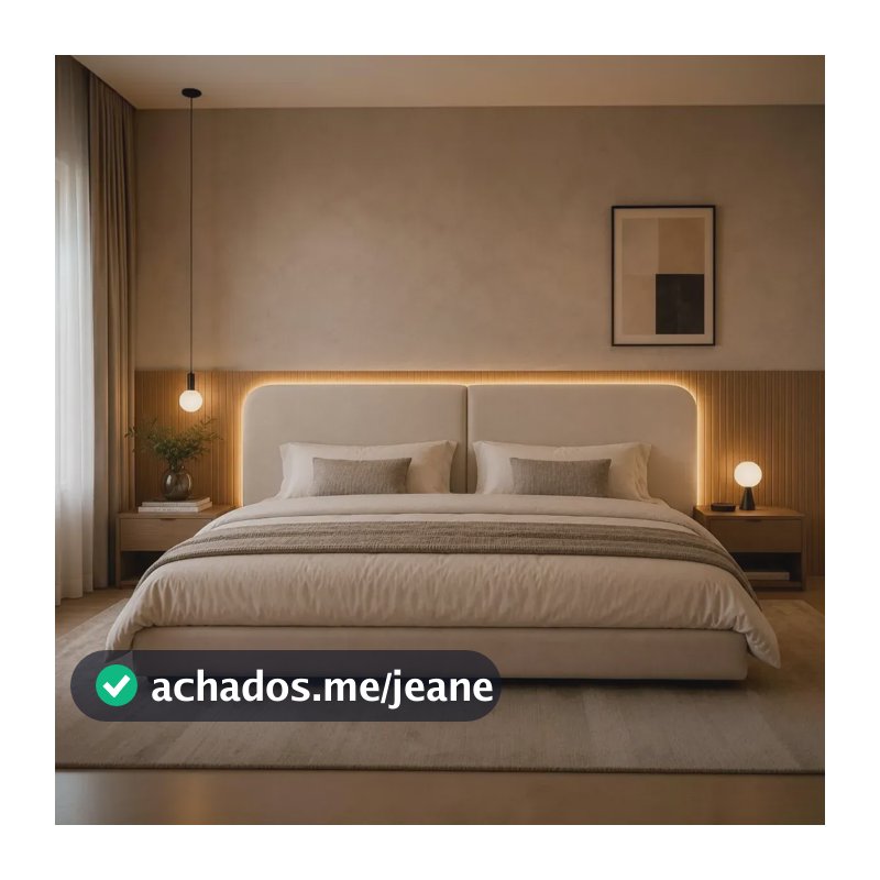Cabeceira Estofada Led Linho Cores 200 Cm Cama King Moderna Bege