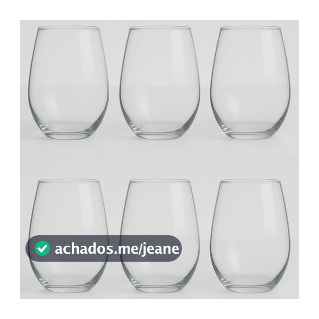 Jogo 6 Copos Vidro 440ml Amber Pasabahce Água Suco Transparente Cristal