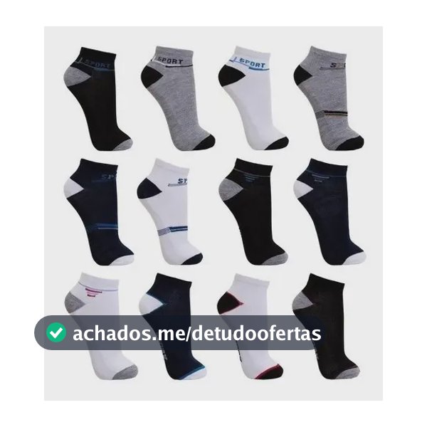 Kit 12 Pares Meia Premium Cano Curto Tamanho Especial 38ao44 Variadas 38-44