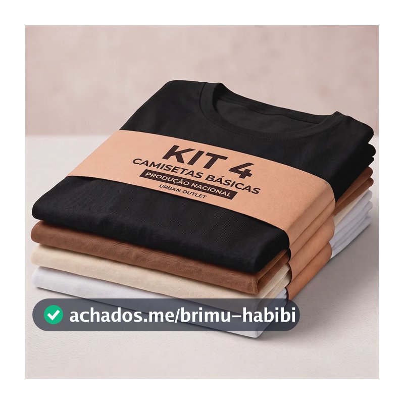 Camiseta Lisa Básica Kit 4 Unidades Terrosos Algodão Casual Preto Marrom Creme Branco Básica G Liso