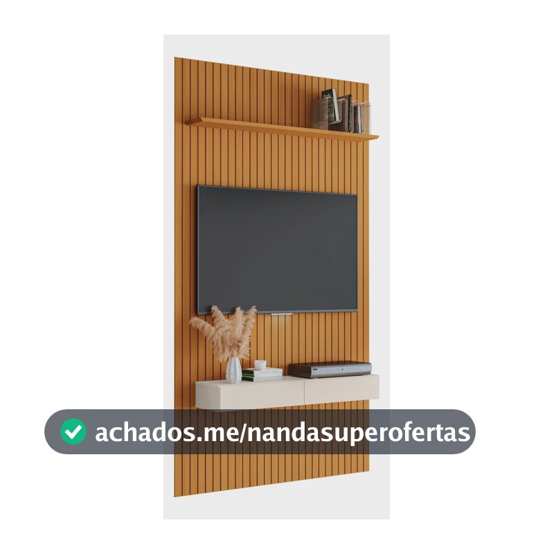 Painel Para Tv Até 55 Polegadas Ripado C/nicho Cedro/off