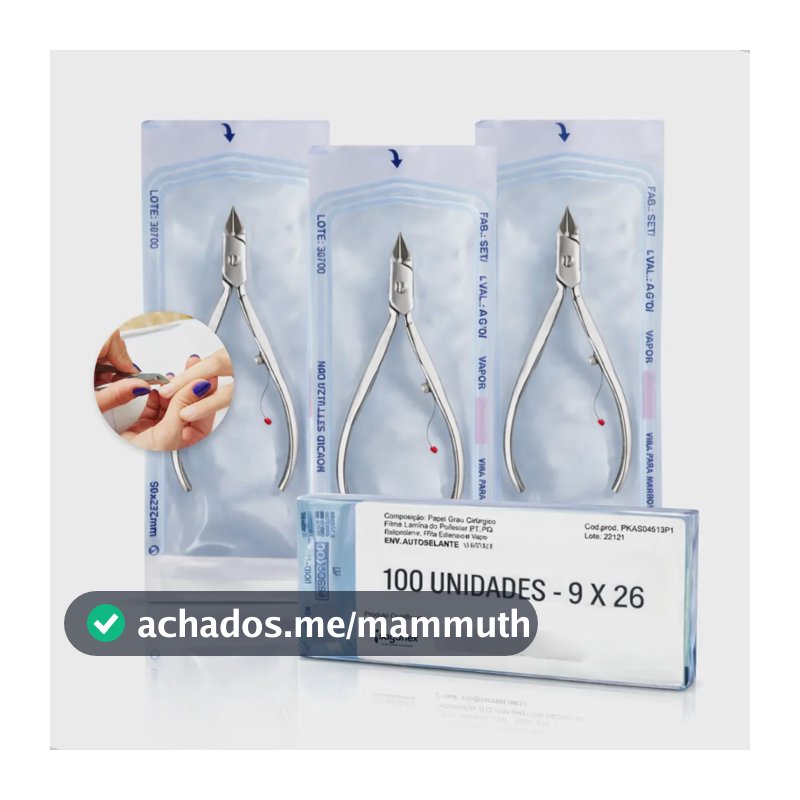 Envelope Autoclave Esterilização Manicure 9cm X 26cm 100 Un Alicate de Cutícula Papel Grau Cirúrgico Saquinho