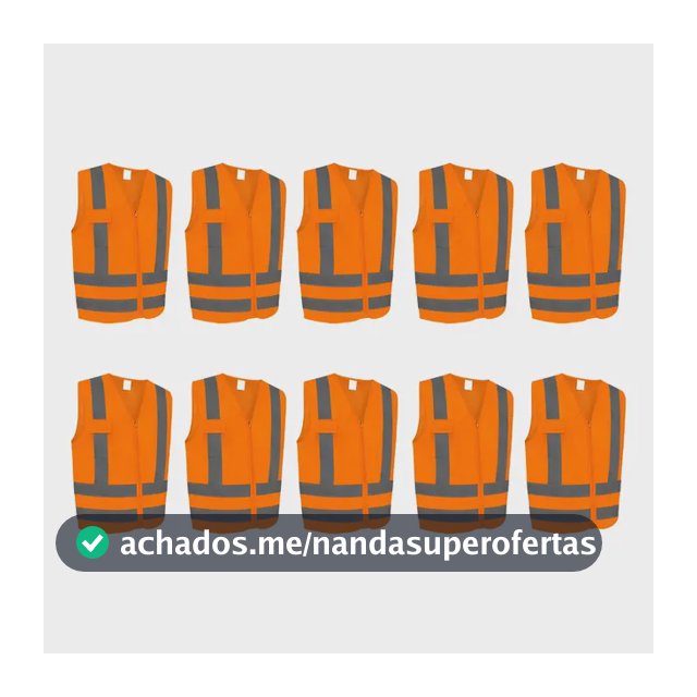 Kit com 10 Coletes Refletivos de Segurança, Poliéster Laranja XXG, com Zíper e 1 Bolso