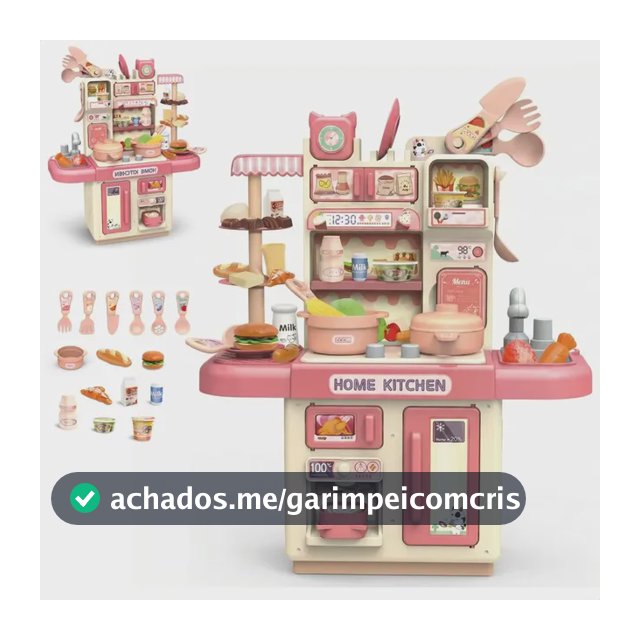Cozinha Infantil Brinquedo Com Luz 33 Acessórios Sai Água Rosa