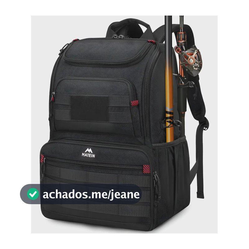 Mochila De Pesca, Mochila De Viagem Com Cooler Bolsa Impermeável Resistente Compartimentos Para Equipamento, Suportes Para Varas Matein 6642 Com Cooler Liso
