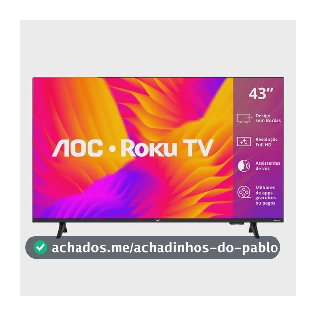 Smart Tv Aoc Led 43 Full Hd Wi-fi Roku Tv Sem Bordas