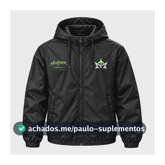 Jaqueta Corta Vento Monster Impermeável Unissex Sportivo Top Preto Gg
