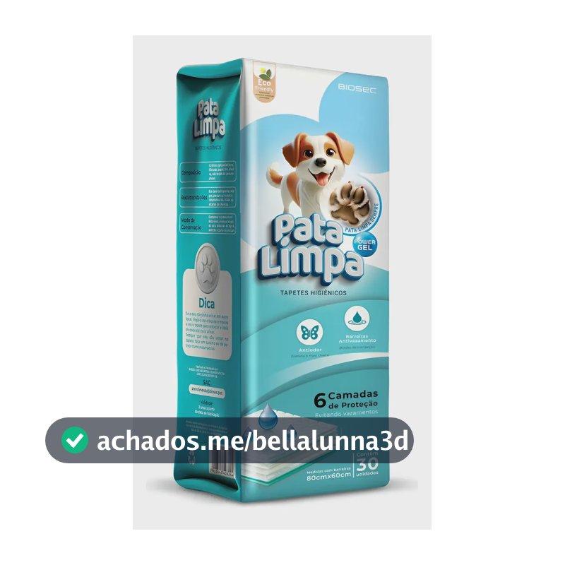 Tapete Higiênico Pata Limpa 30un 80x60 Descartável Cachorro Branco
