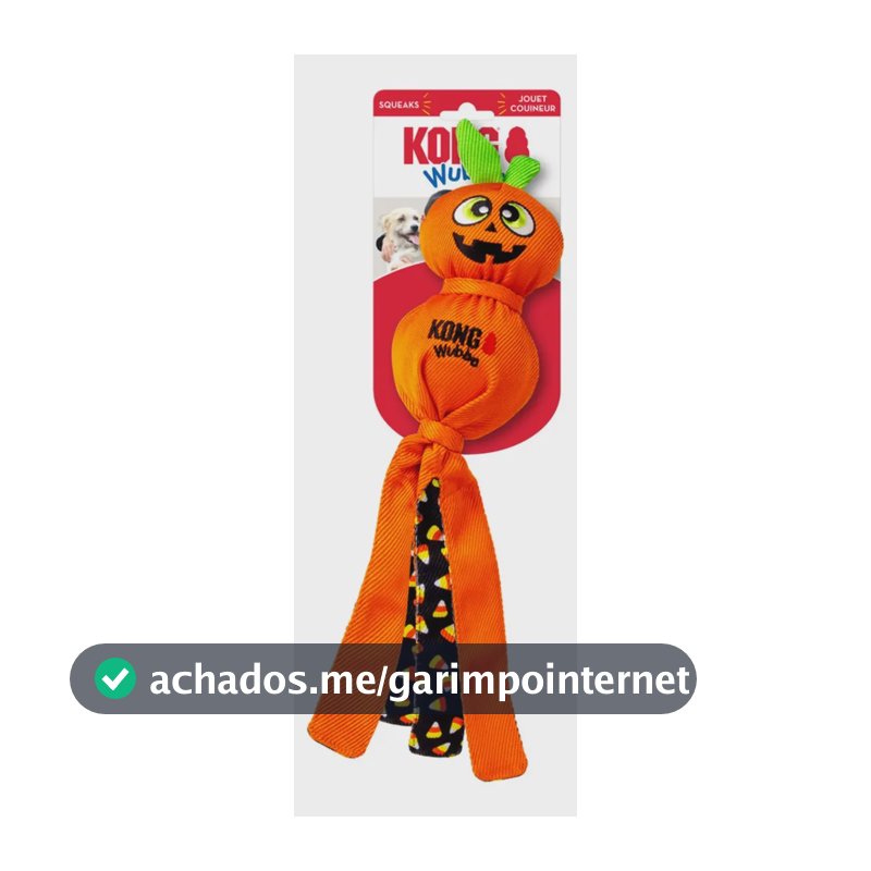 Pelúcia Kong Wubba Halloween Abóbora Brinquedo Cães Grande Laranja Abóbora