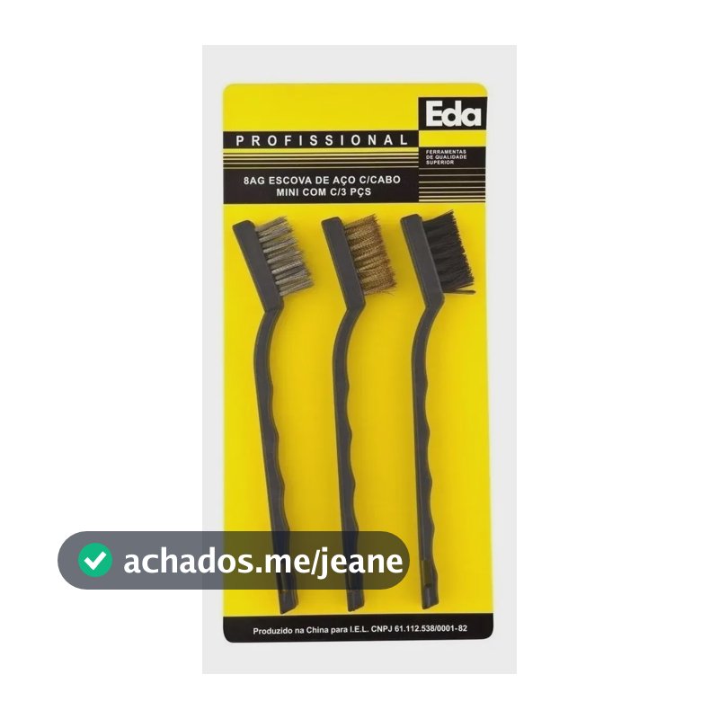Escova Mini Em Aço Cabo Plastico Jogo C/ 3 Peças - Eda 8ag