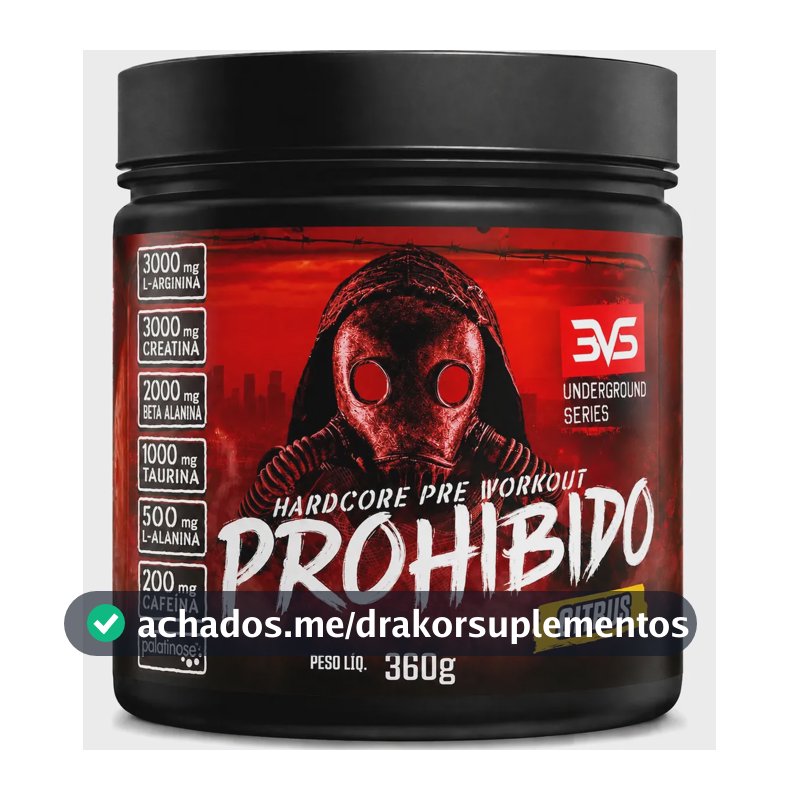 Prohibido Pré Treino 360g - Sabor: Citrus - A Combinação Perfeita De 8 Ingredientes Que Proporcionam Energia Do Início Ao Fim Do Seu Treino, Arginina E Palatinose - Extra Forte