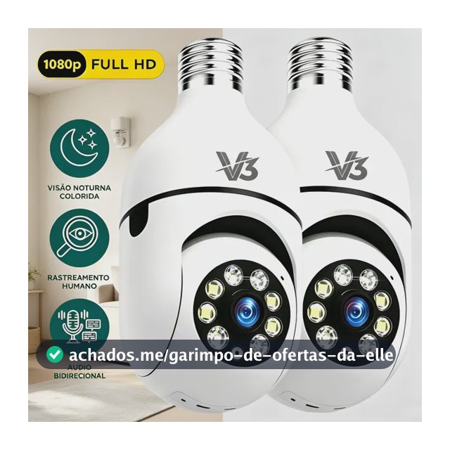 Câmera Segurança Ip Wifi 360 Lâmpada Prova Dágua Giratoria 2 Kit2