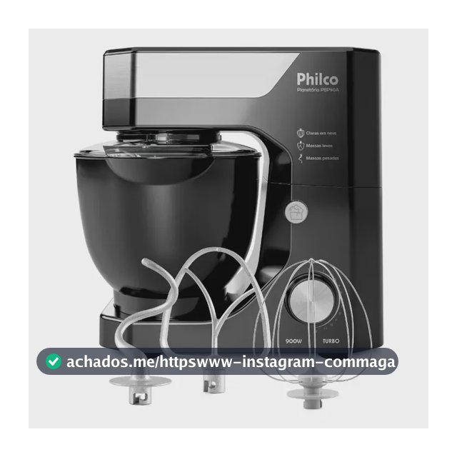 Batedeira Planetária Philco 900W 5L Preta 12 Velocidades Turbo PBP90A