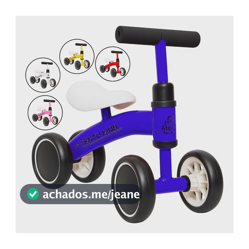 Bicicleta Infantil De Equilíbrio Sem Pedal Andador 4 Rodas Cor Azul