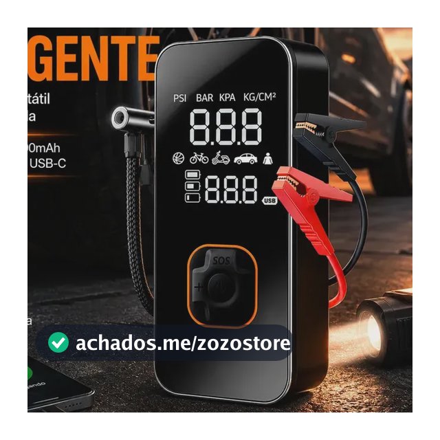 Compressor De Ar Leves Air Pump Auxiliar De Partida Veículos E Powerbank Compacto 18000 Rpm Para Pneus De Portátil