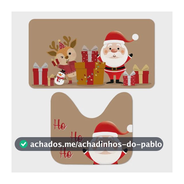 Jogo De Tapete Para Banheiro Natalino Noel E Ajudantes Marrom Noel E Ajudantes