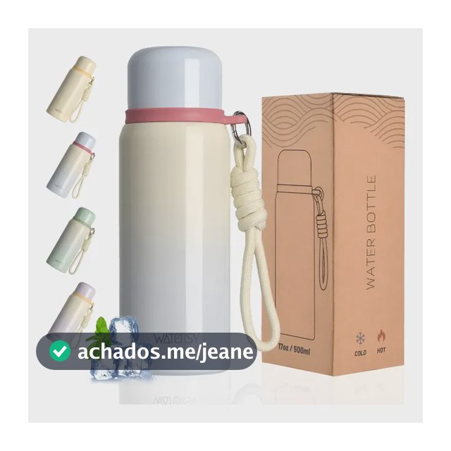 Garrafa Térmica Inox 500ml Parede Dupla Gelada 24h Com Alça Azul-claro