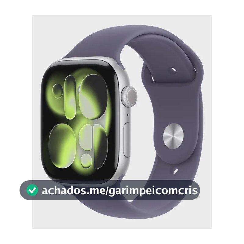 Apple Watch Series 11 GPS - Caixa prateada de alumínio – 46 mm - Pulseira esportiva roxo-névoa – M/G - Distribuidor Autorizado