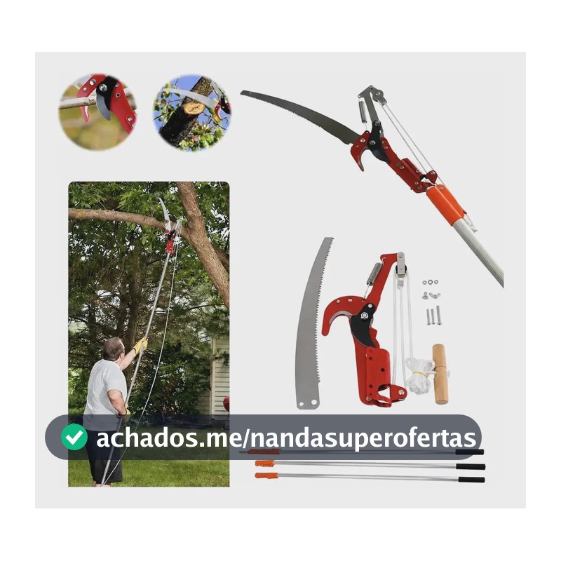 Podador Profissional 2 Em 1 Serra E Tesoura Cabo 3m Vermelho