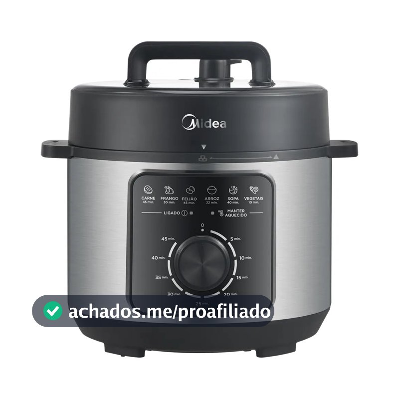Panela Elétrica Mecânica Pressão 4l Preta E Inox Midea