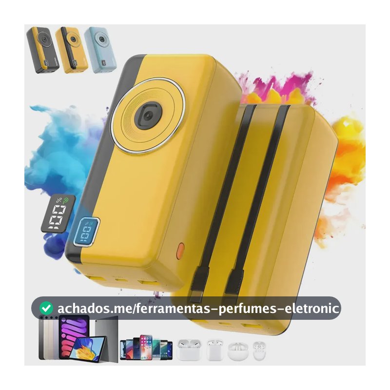 Power Bank Basike 30000mAh de Carregamento Rápido 22.5W para iPhone e Android com Cabos Integrados