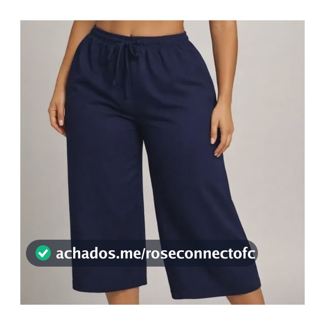 Calça Capri Feminina Viscolycra Cintura Alta Confortável Azul-escuro G