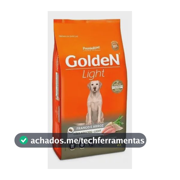 Alimento Golden Adultos Light 15kg Ração Cachorro Saudável