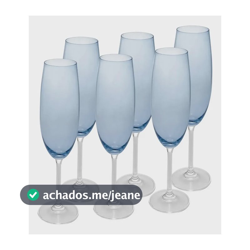 Kit 6 Taças Champagne Cristal Ecológico Banquet 200ml Wolff Azul