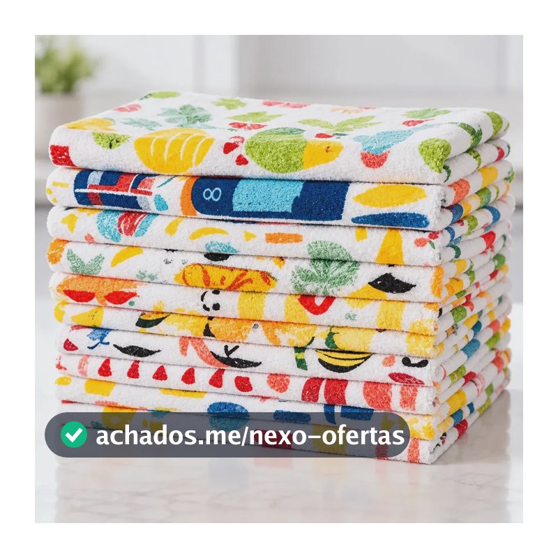 Kit com 10 Panos de Prato Copa Atoalhados Camesa de Algodão