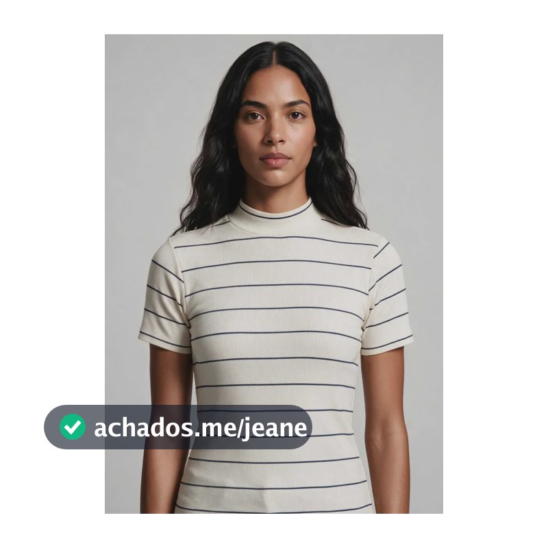 Blusa Feminina Gola Alta Em Ribana Fio Tinto Hering Off-white Listrado M