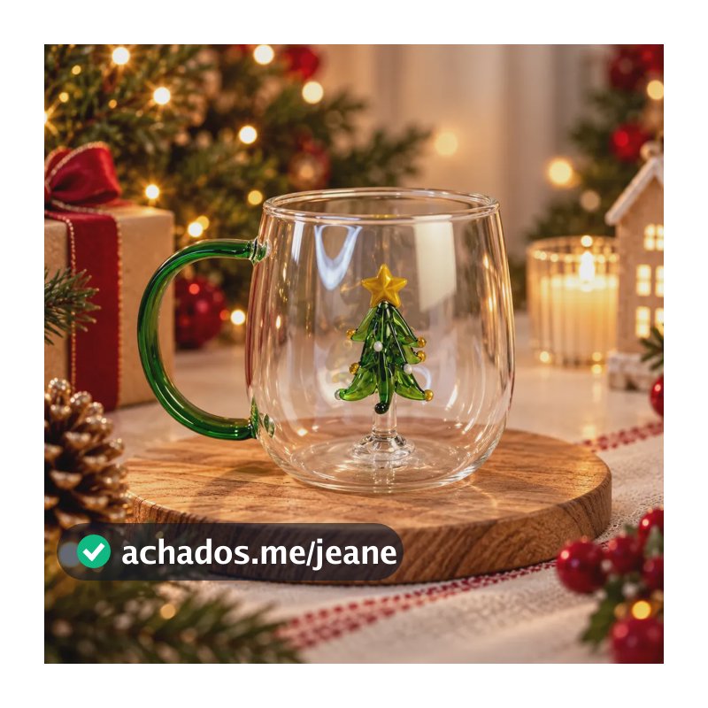 Caneca De Vidro 400ml Decorativa - Rosa, Árvore, Coração 3d Verde Arvore