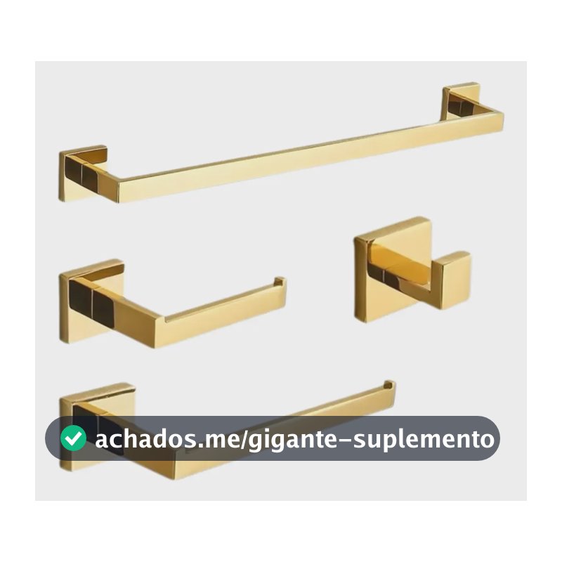 Kit Acessorios Banheiro Inox 304 Lavabo 40cm Dourado Gold Dourado