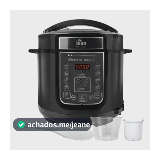 Panela De Pressão Elétrica Ppe-102 6 Litros Kian Preto
