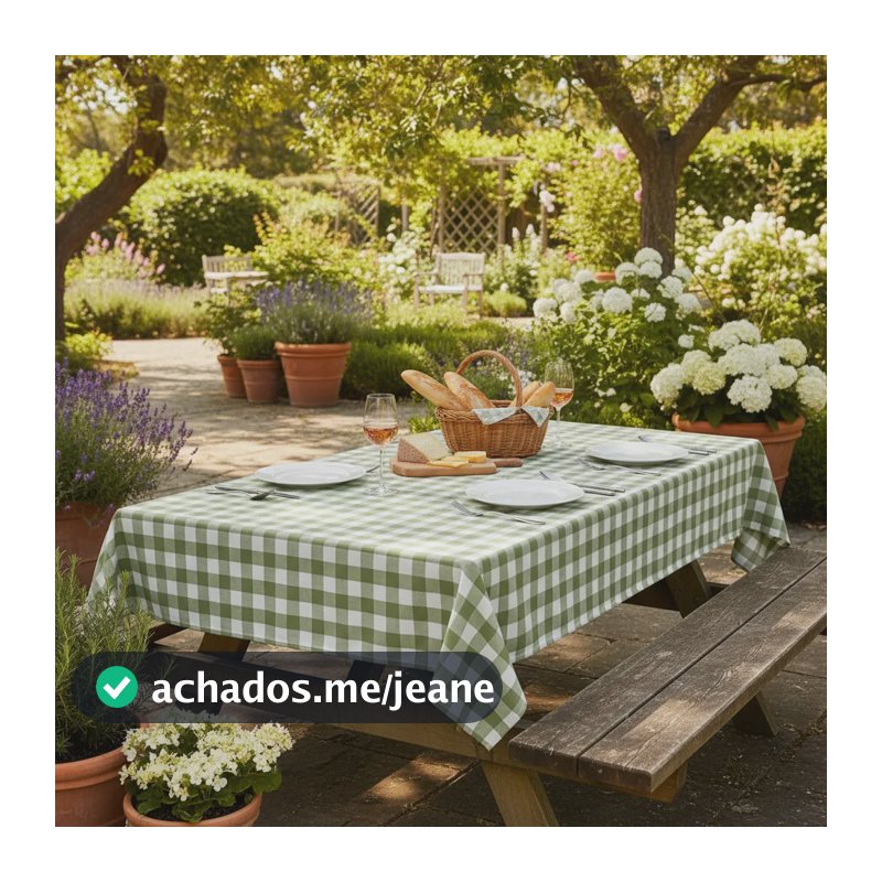 Toalha De Mesa / Forro De Piquenique Estampadas Xadrez Verde 4 Lugares - Oxford