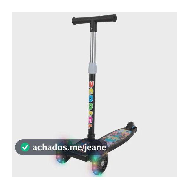Patinete Infantil 3 Rodas Com Led Dobrável Menino Menina Preto