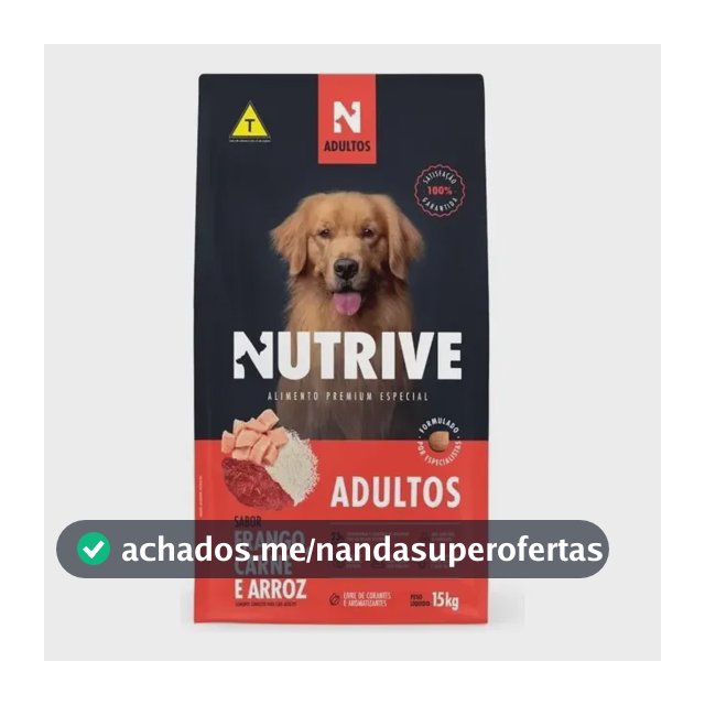 Ração Nutrive Cães Adultos Frango Carne e Arroz 15kg