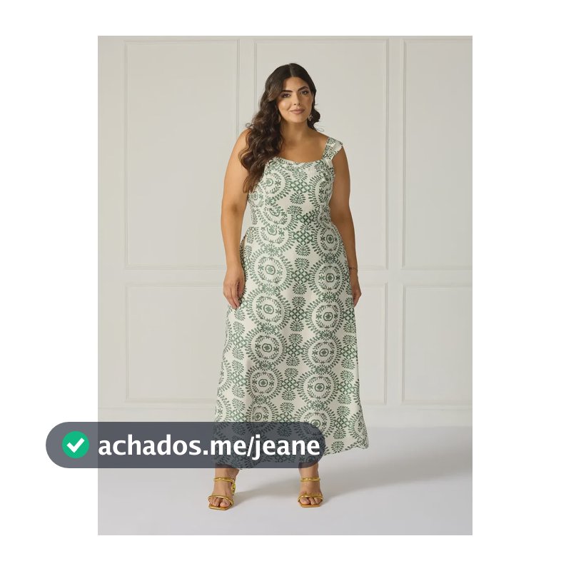 Vestido Plus Size Longo Estampado Com Elástico Nas Costas