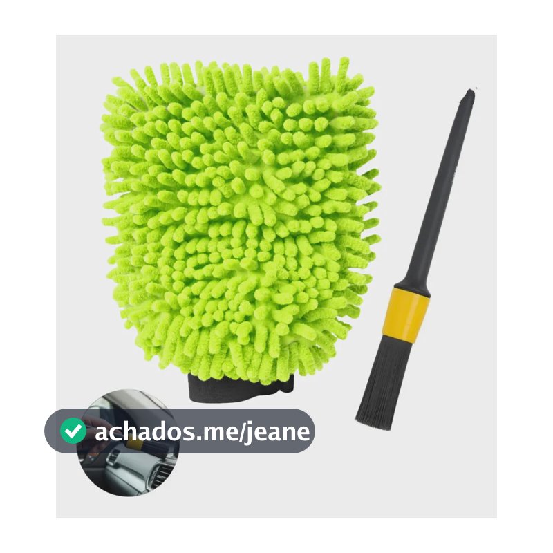 Luva De Microfibra Limpeza E Detalhamento +pincel Acabamento