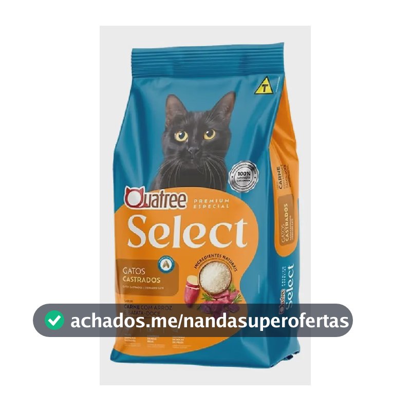 Raçao Quatree Select Gatos Castrados Carne 10,1kg